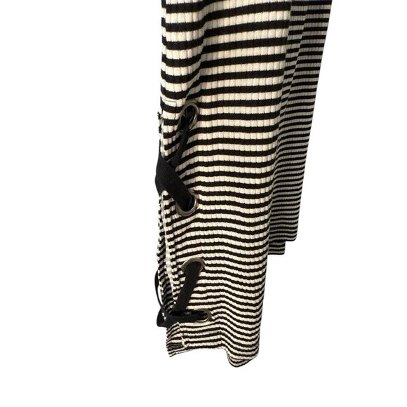 Willow & Clay Striped Black & White Cowl Neck Top With Side Lace-Up  Size Small - Picture 3 of 6